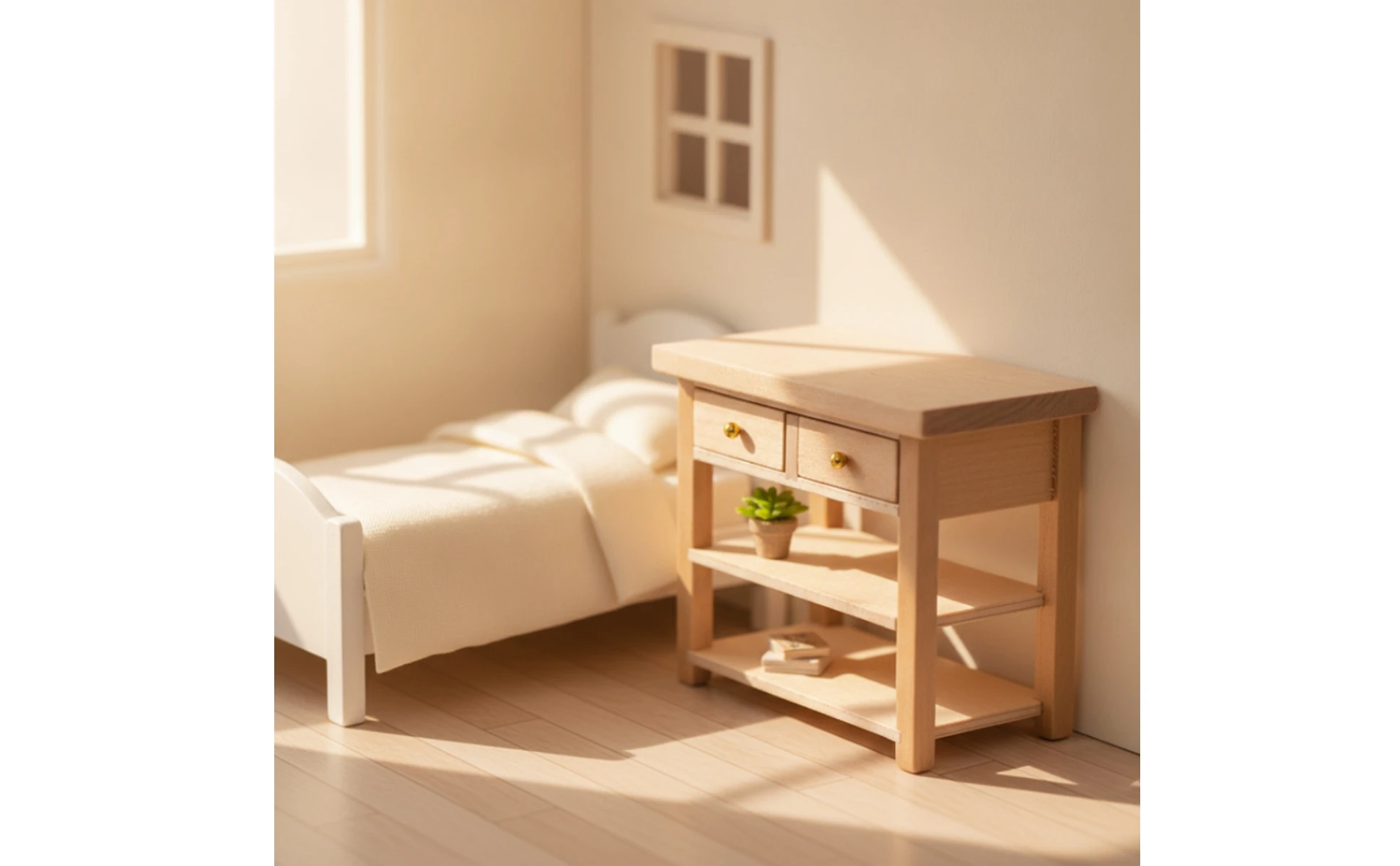 Dollhouse Side Cabinet Natural Finish Dollhouse Cabinet Furniture 1:12 Scale Decorative for Hobbyists, Diorama
