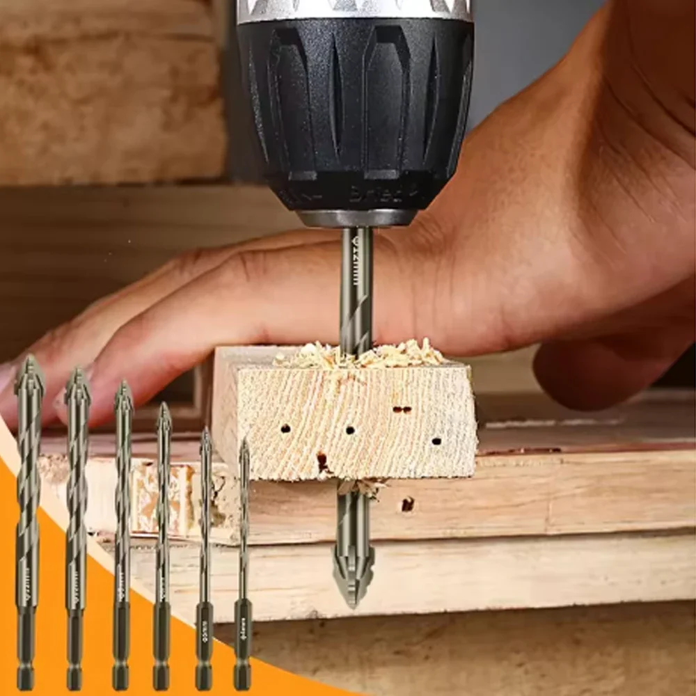 

7 шт./компл., четыре канавки, пилообразные сверла для стеклянной плитки, бетона, металла, сверлильные инструменты, высокопроизводительный набор сверл 3-12 мм, новый