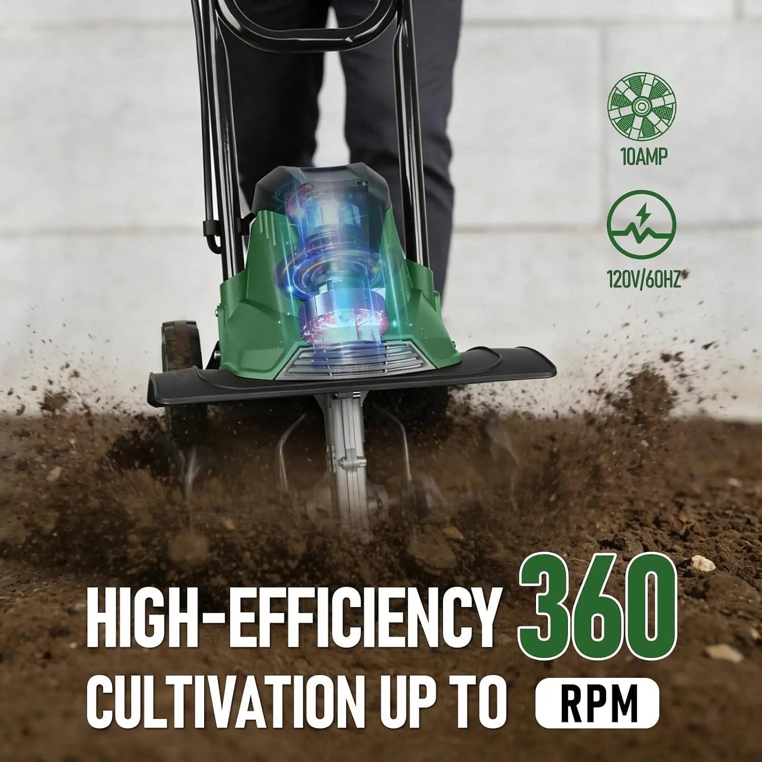 Electric Tiller and Cultivator, 14-Inch Width, 8.7-Inch Tilling Depth