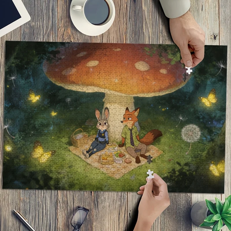 1000 elementów Puzzle z plakatem Disney Zootopia Judy Hopps i Nick Wilde |   Gra edukacyjna o wysokim stopniu trudności, dla dorosłych, odpowiednia do klasy.