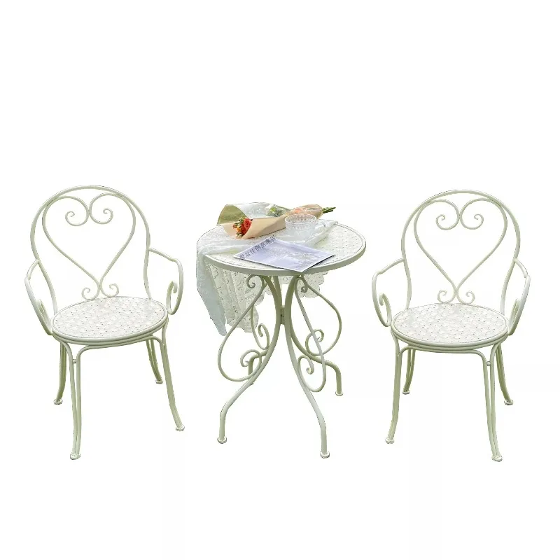 Simple wrought iron balcony tables and chairs, combined three-piece set, courtyard indoor and outdoor leisure tables and chairs