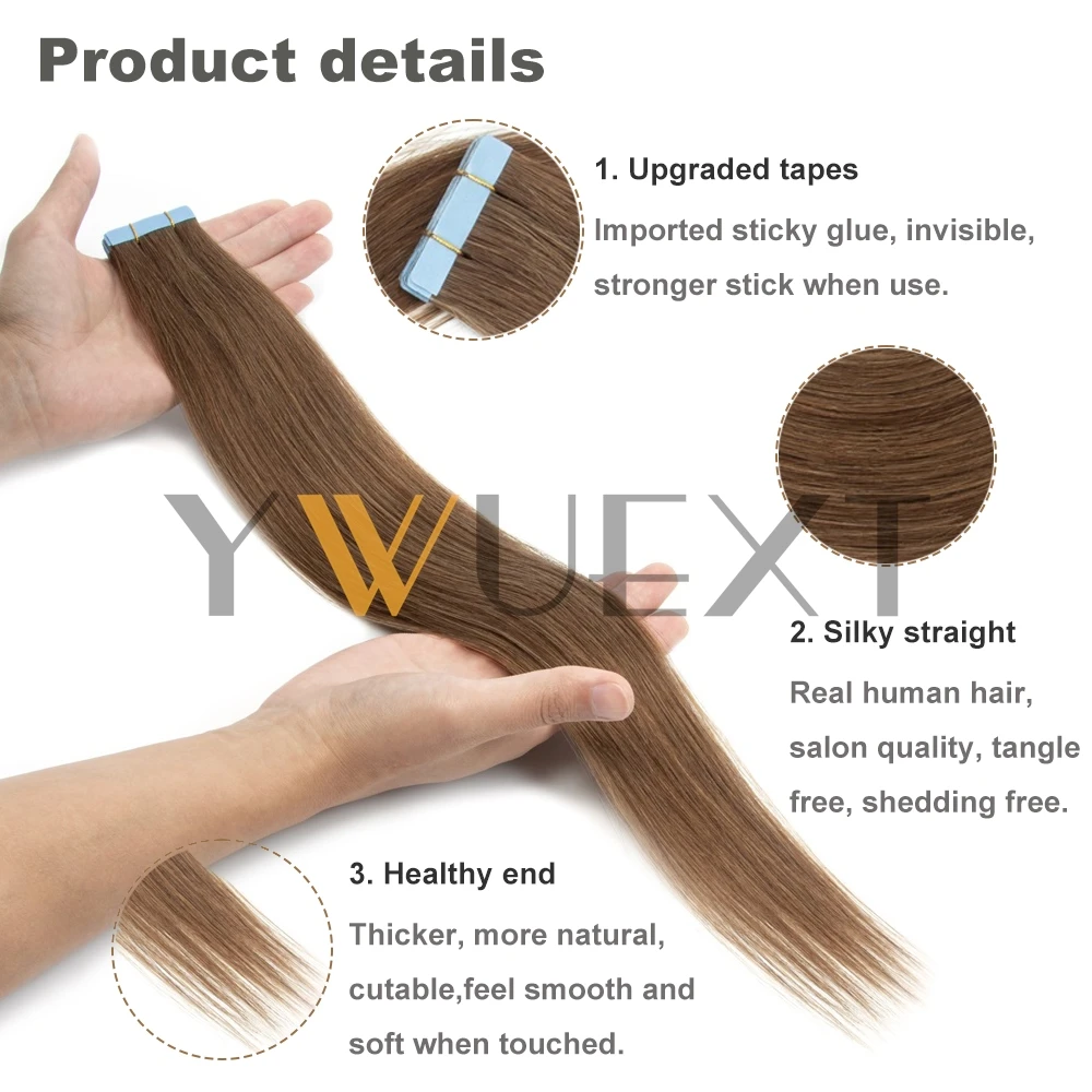 Light  Brown Tape In Human Hair Extensions 12
