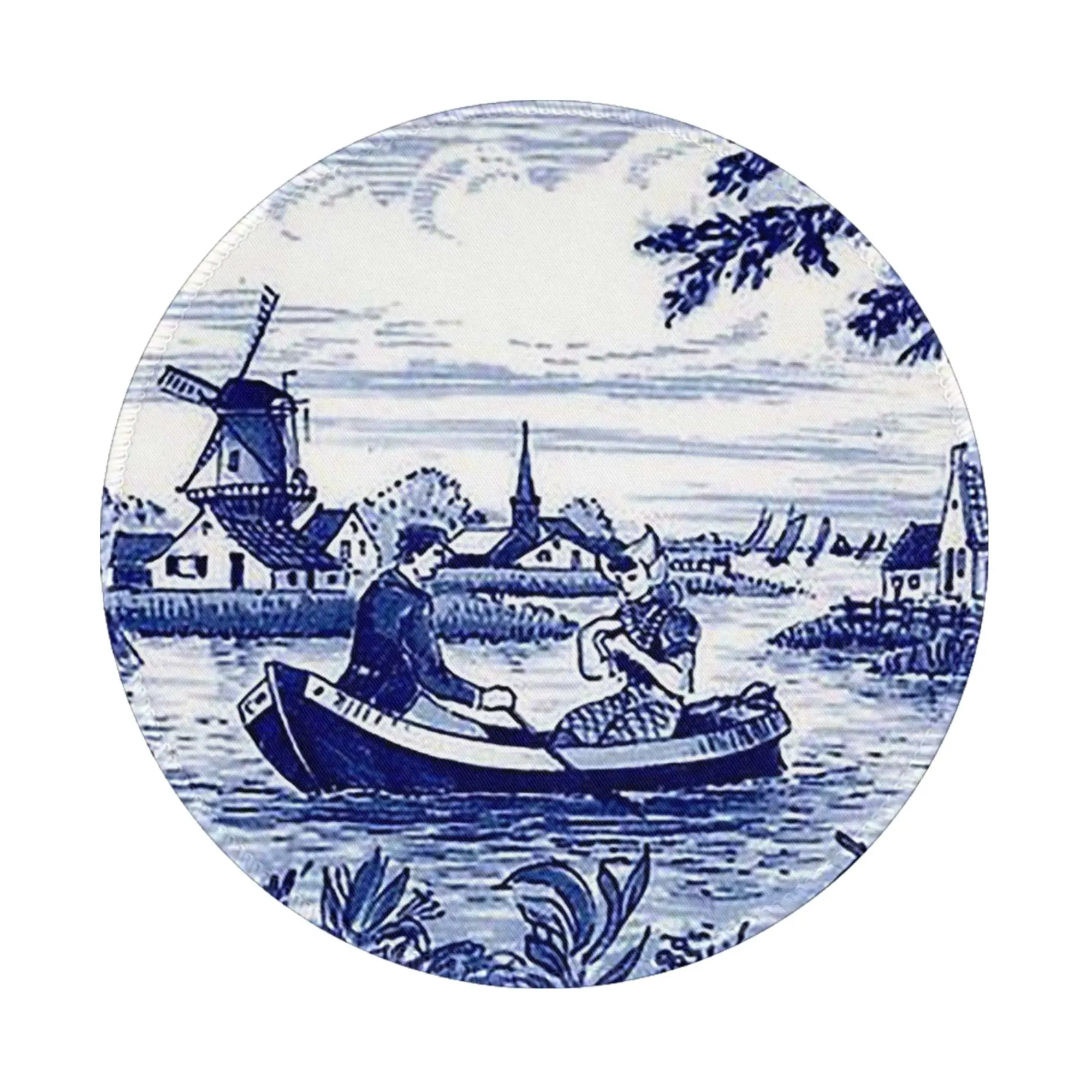 Dutch Blue Delft Windmill Church And Sailboats Mouse Pad Computer Keyboard Mouse Mat Gaming PC Laptop Desk Mat Office Table Mats