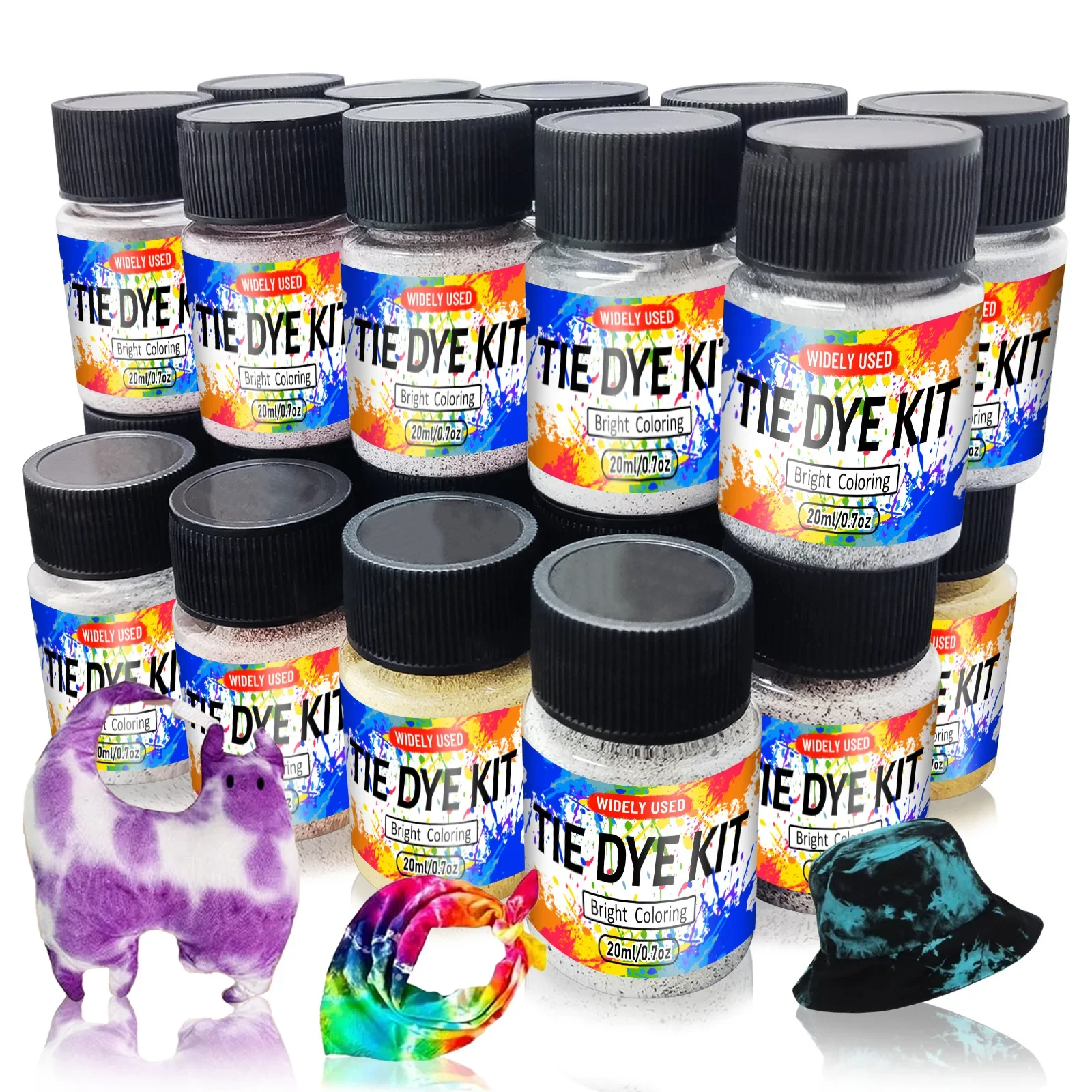 24 Colors Tie Dye Powder for Kids DIY Craft, Cold Water Non-Toxic Pigment, 20ml Set, Vibrant Rainbow