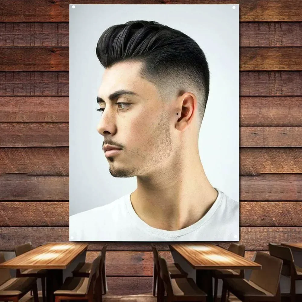 Póster de Estilo de Corte de Pelo Pompadour para Hombres, Cuadros Decorativos para Barbería, Tapiz, Impresiones en Lienzo