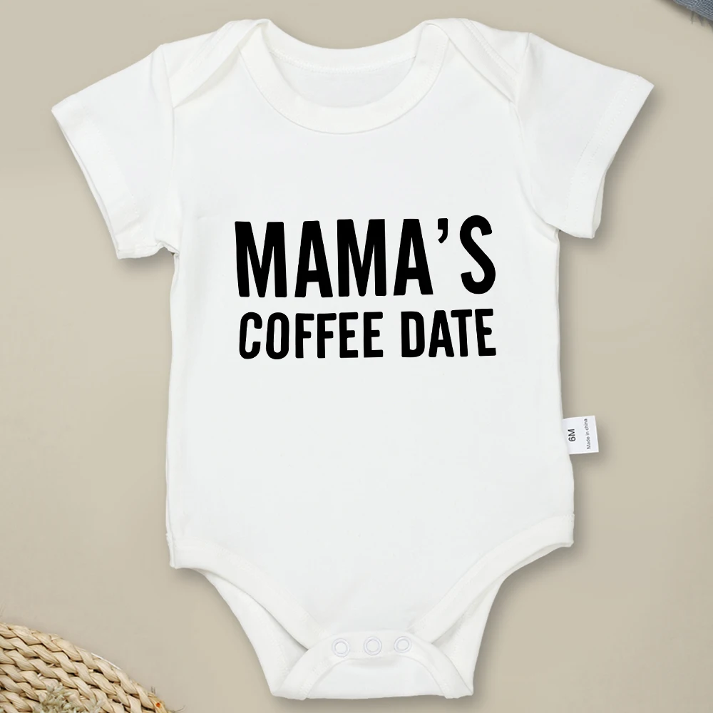 

Mama's Coffee Date Baby Bodysuits Simple Style Home Casual Newborn Boy and Girl Clothes Pajamas Cotton Cozy Soft Free Shipping