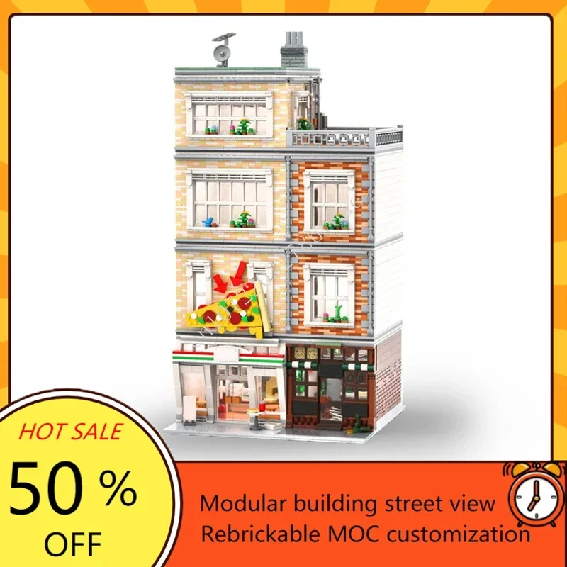 

3541 шт., ирландский паб и пицца, станция MOC, модель с видом на улицу, хит город, продажа, сделай сам, сборка, игрушка на день рождения, Рождественский подарок для взрослых