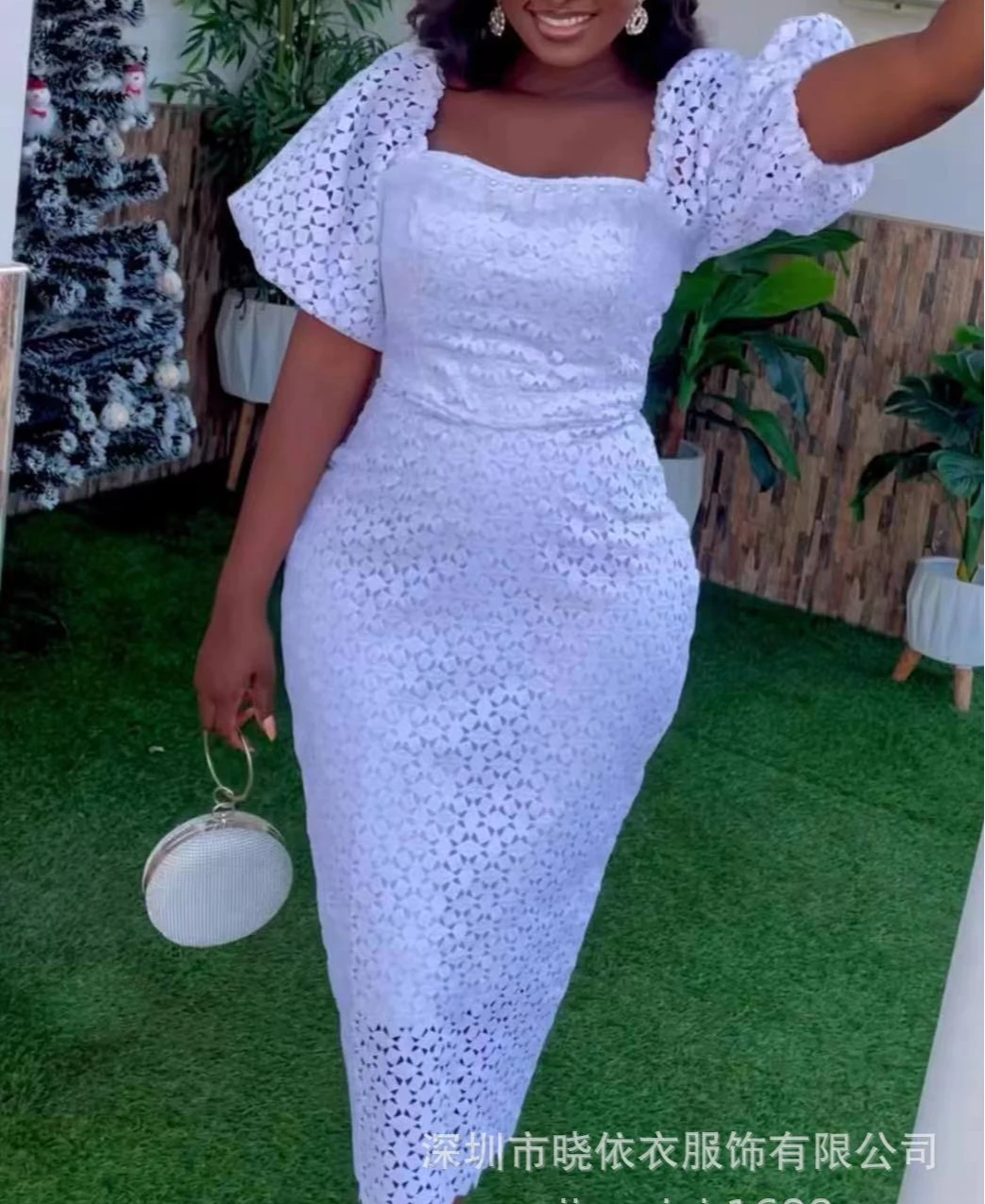 

Dress Women Long Dresses Square Collar Vestidos High Waist Party Puff Sleeve Wedding Lace Elegant Splice Y2k Streetwear 2025