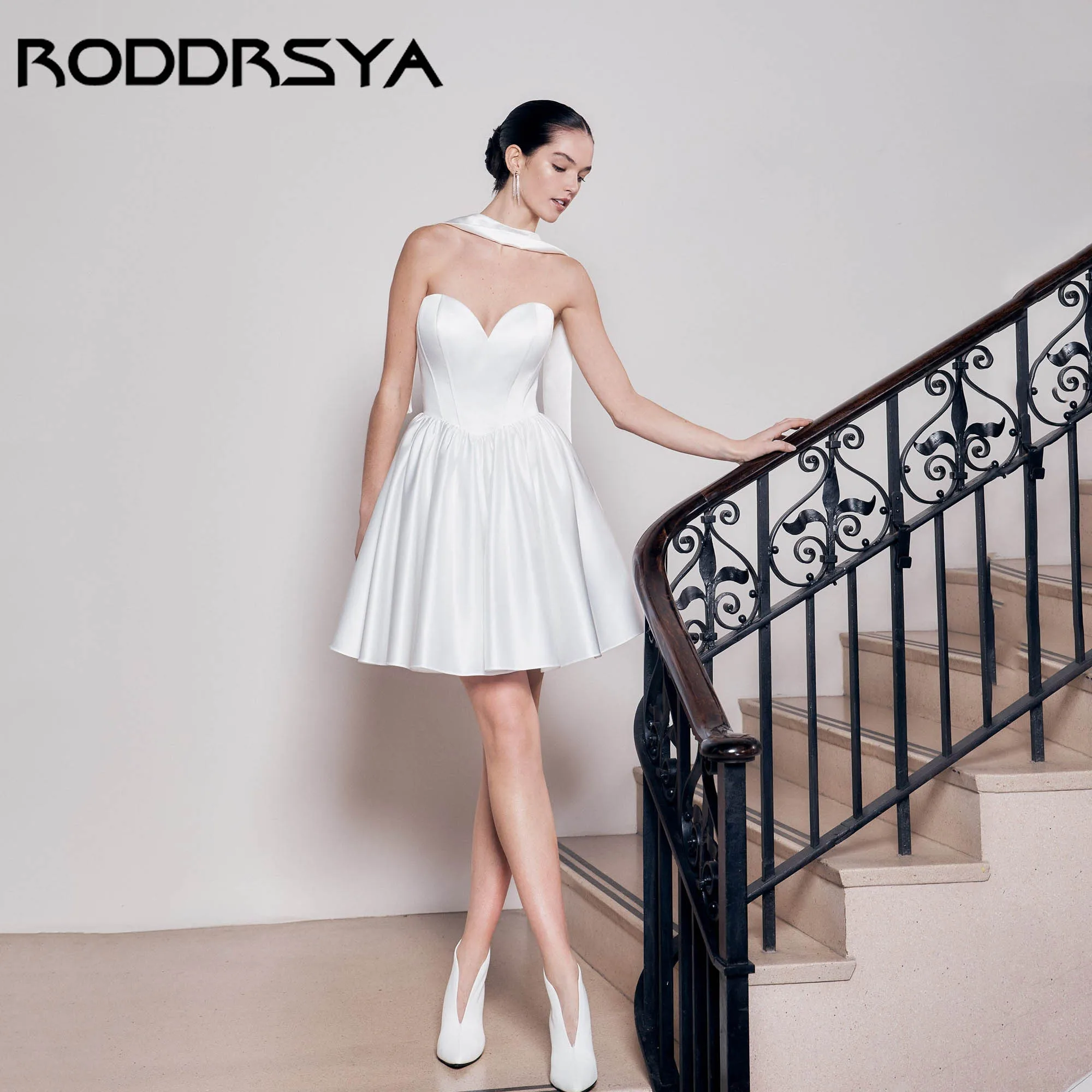 RODDRSYA Vintage Mini Wedding Dress Modern Sweetheart Satin Bridal Party Gowns Fluffy A-line Skirt vestidos de novia Customized