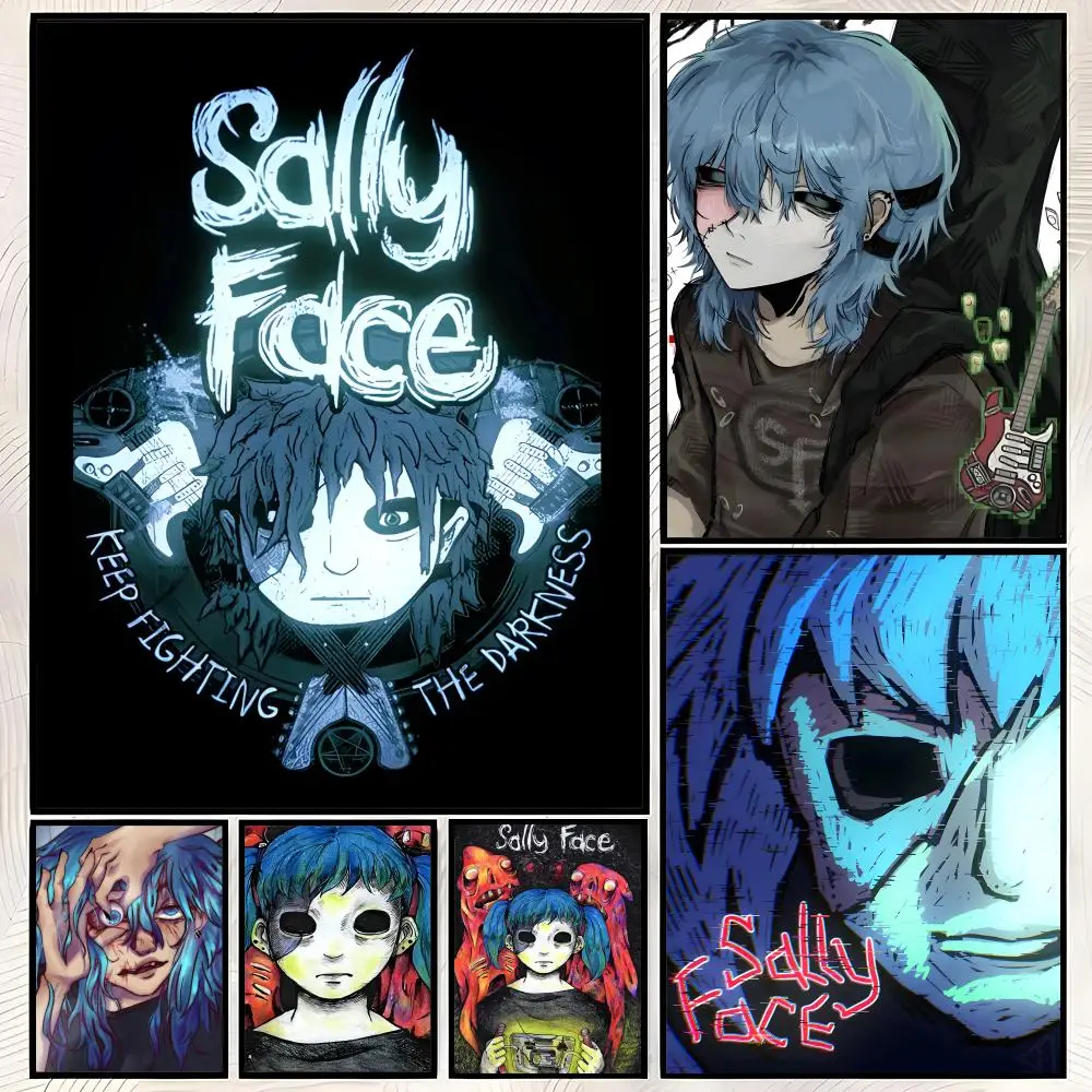 Game S-Sally Face Poster Self-Stick HD PP paper Wall Art Poster, Waterproof Decor for Bedroom, Living Room and Home