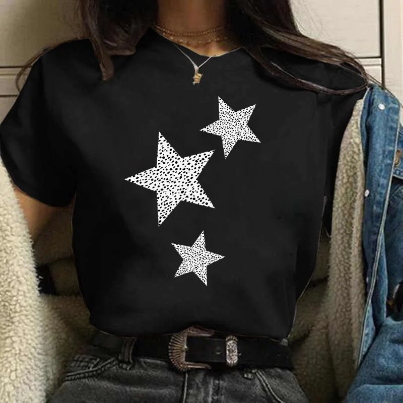 Cotton 100% Women\'s Geometric Pattern Printing A Generation of Fashion T-shirt Large Size White Clothes T-shirt Harajuku  Tops