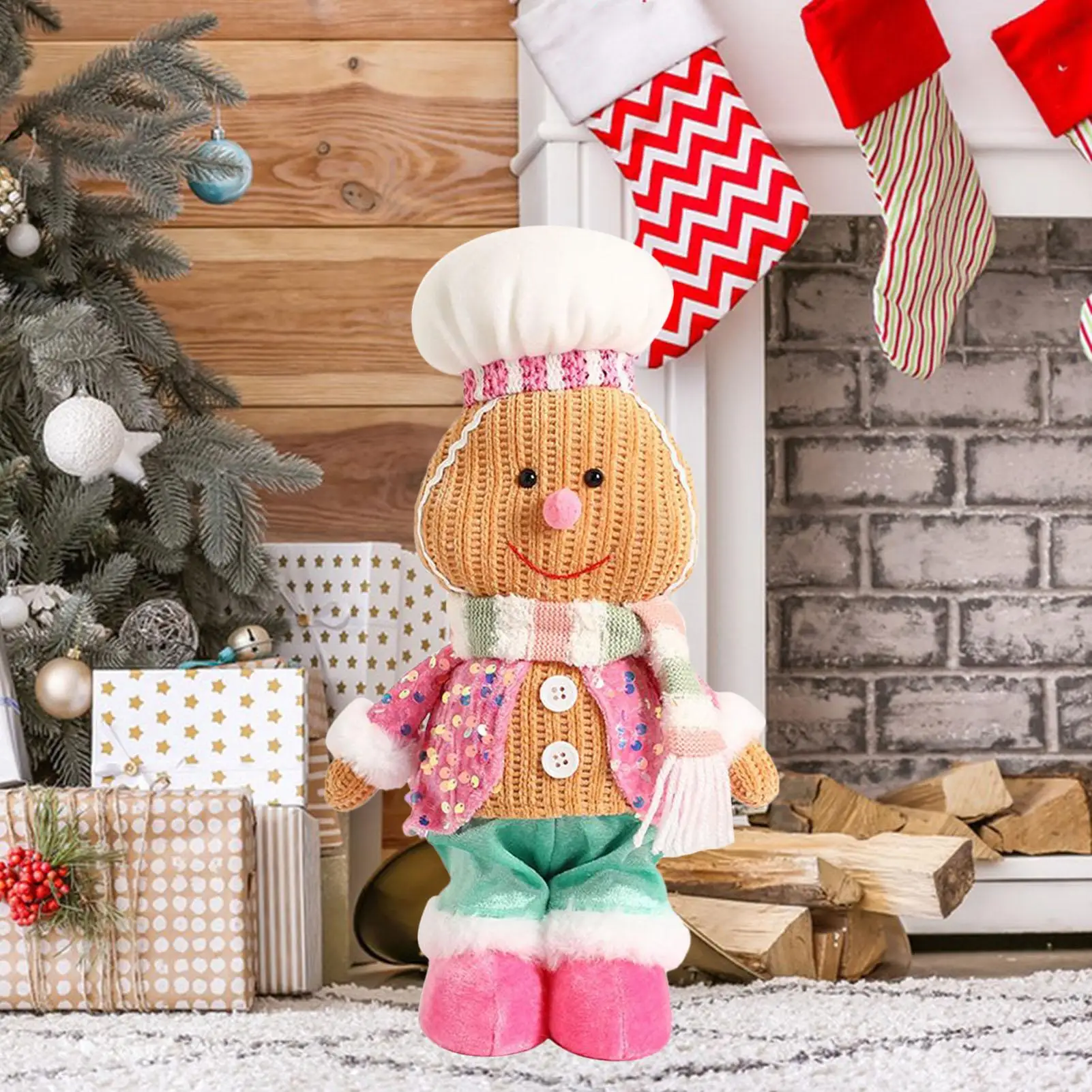 Gingerbread Man Plush Christmas Gingerbread Plush Stuffed Toys Huggable Soft Doll Home Decoration for Toddler Kids Teens Family