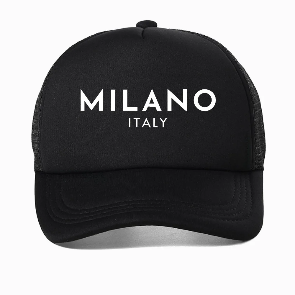 

Men's Summer Cotton Fashion MILANO Letter Printed baseball cap fashion casual unisex mesh visor hats breathable Trucker caps