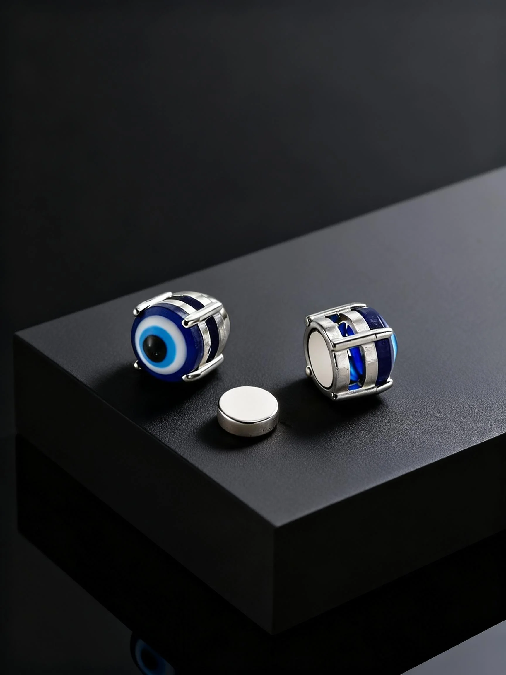 Stainless Steel Blue Evil Eye Clip on Earrings for Men Women, Fashion Non Piercing Round Earrings, Daily Wear Waterproof Jewelry