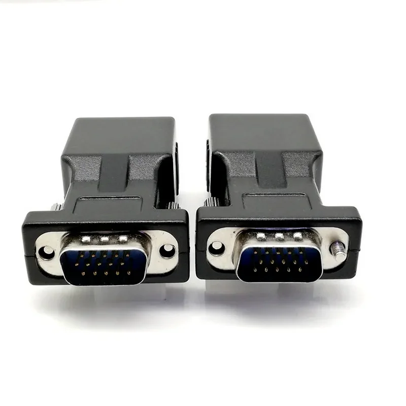 15pin VGA Female To RJ-45 Female Connector Card VGA RGB HDB Extender To LAN CAT5 CAT6 RJ45 Network Ethernet Cable Adapter