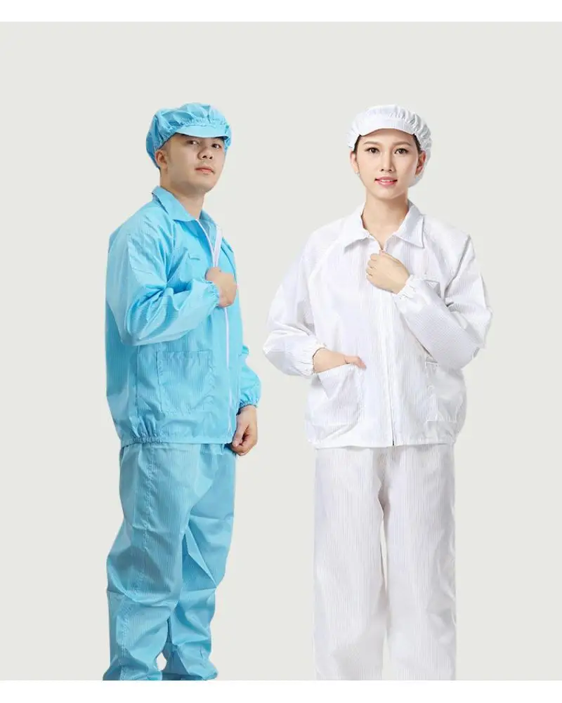 Vêtements de travail respirants à manches longues pour hommes et femmes, vêtements de protection du travail, type fendu, anti-poussière vert, atelier, usine alimentaire