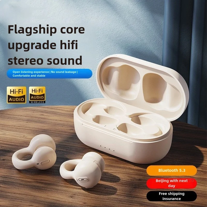 

Clip on Open Ear Earbud air Conduction Wireless Bluetooth Headphones with mic Noise Cancelling Waterproof for Sports,Cycling