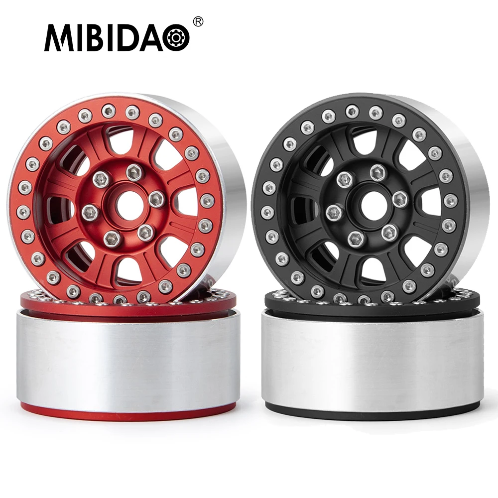 

MIBIDAO Aluminum Alloy 1.9 inch 27mm Beadlock Wheels Rims Hubs for TRX4 Axial SCX10 D90 1/10 RC Crawler Car Model Upgrade Parts