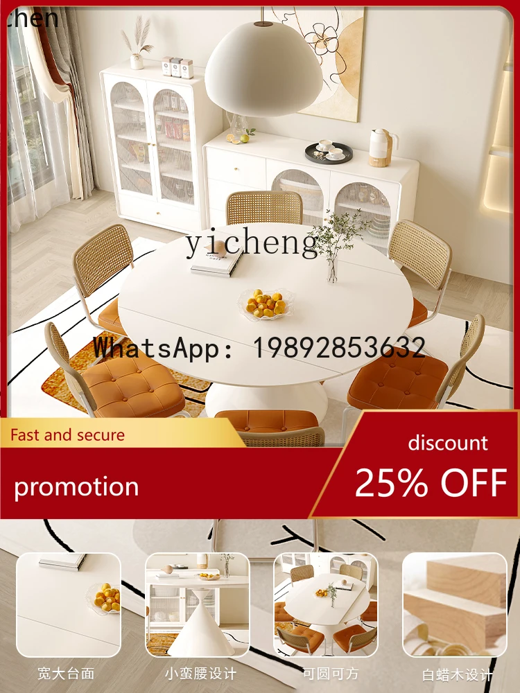 

YFY Solid Wood Dining Table Round Table Foldable Small Apartment Special Dining Table and Chairs