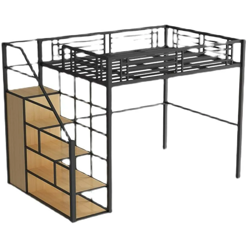 

Перейти на кровать и получите стол, кованое железо, повышенная маленькая квартира, лофт, экономия места, высокий и низкий.