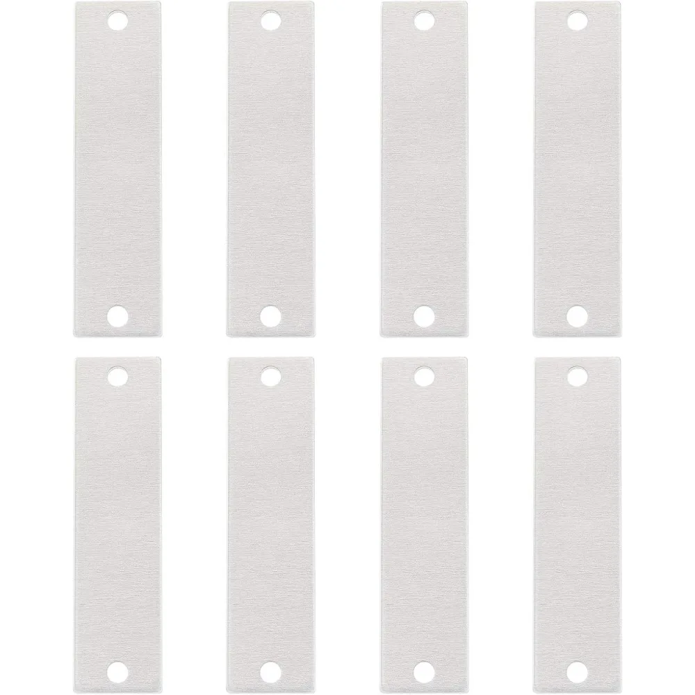 30 Pack 2x1/2 Inch Aluminum Stamping Blank Tag Rectangle Links with 2 Holes and Storage Box for Necklace Tags Making Kit