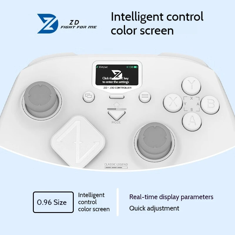 Wireless Game Controller with LCD Screen and Hall Effect Triggers