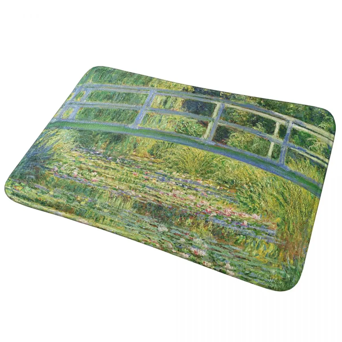Monet Water Lily Bridge Art Rug Impressionist Style Floor Mat for Living Room Home Decor
