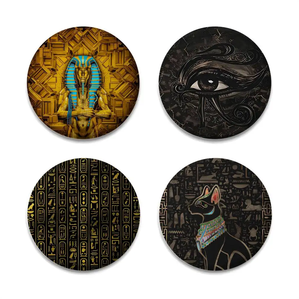 

Ancient Egypt Anubis Art Badges Round Exquisite Badge Brooches Creative Pins For Clothes Hat Backpack Gift Accessories