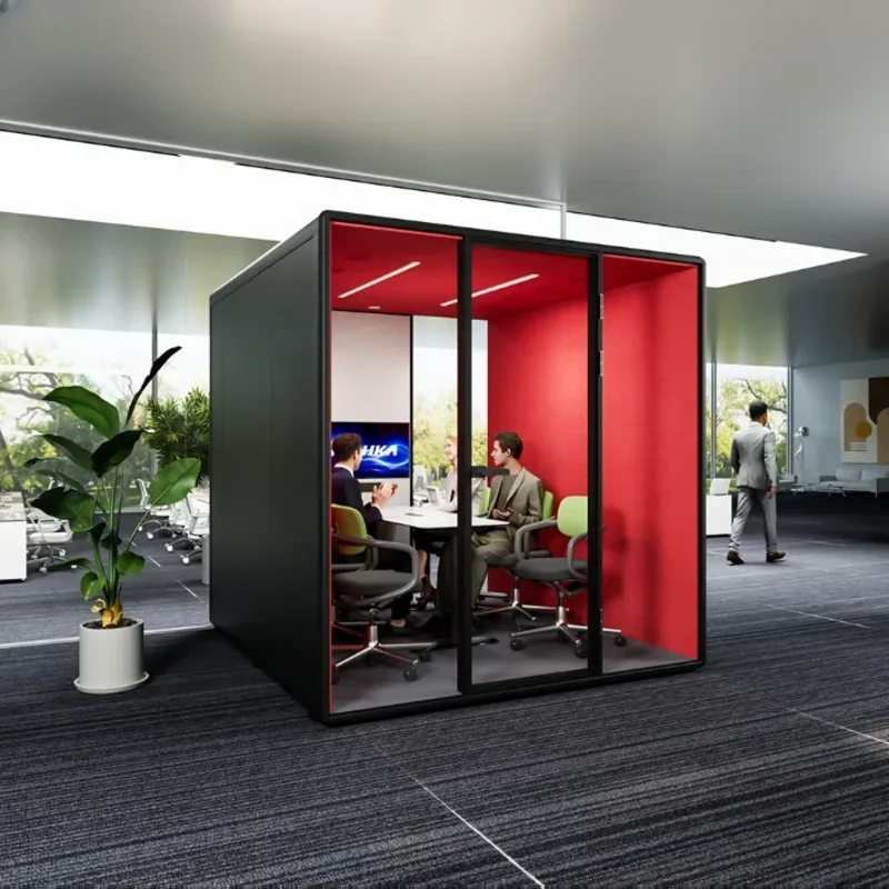 Acoustic Pod Steel Frame 115x100x210cm Freestanding Silent Booth For Office Individual Work Voice Recording Sound Cabin