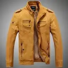 

Winter Leather Jaets Men's Casual Coat Warm Comfortable Fit Sli V-Ne ort Length Seven Sve Brand ex
