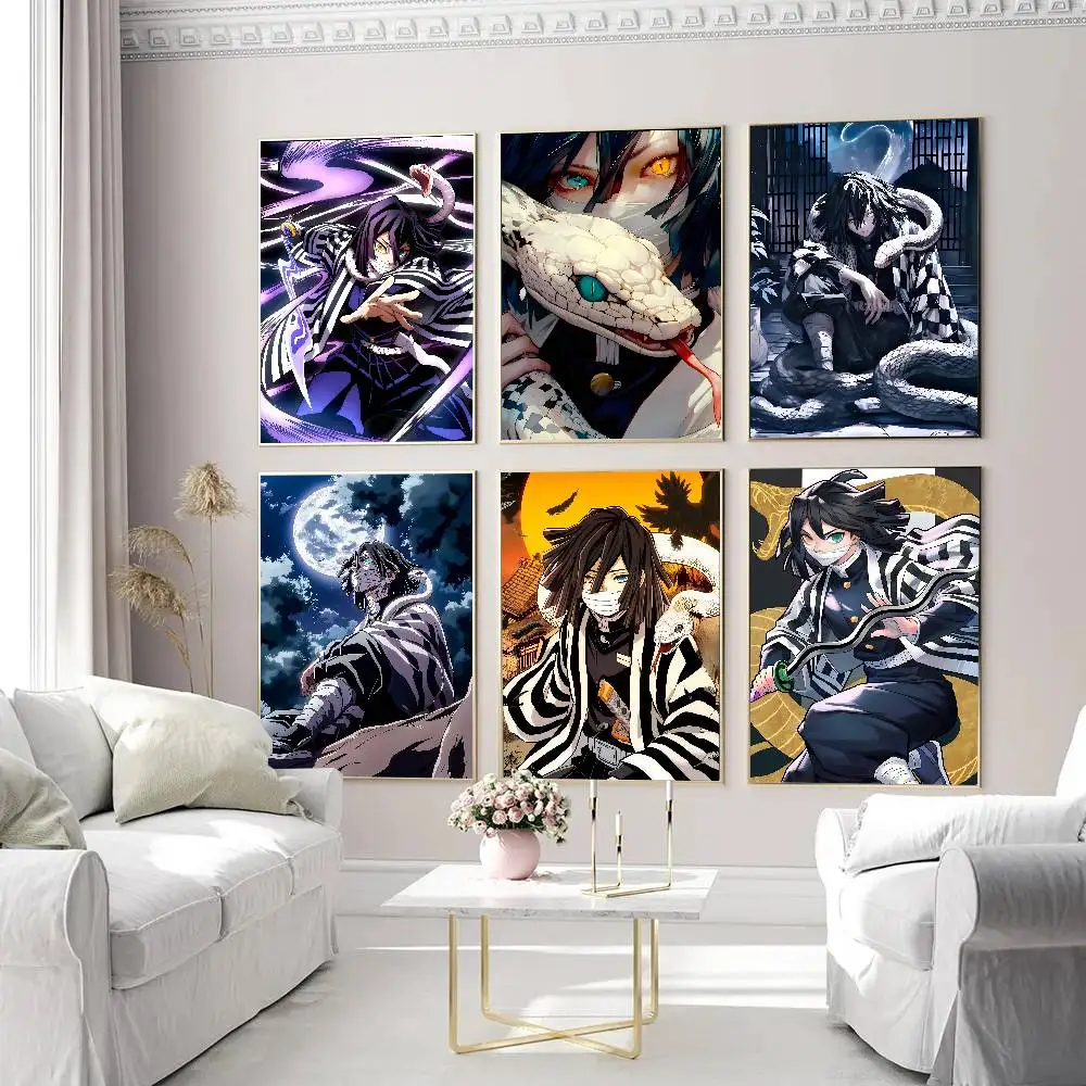 Anime D-Demon S-Slayer Iguro Obanai Poster Self-adhesive Art Waterproof Paper Sticker Coffee House Bar Room Wall Decor