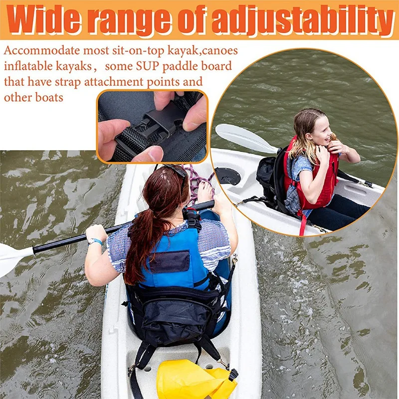 2 Pack Marine Kayak Seat Padded Deluxe Canoe Seat Comfortable Backrest Support With Detachable Back Storage Bag