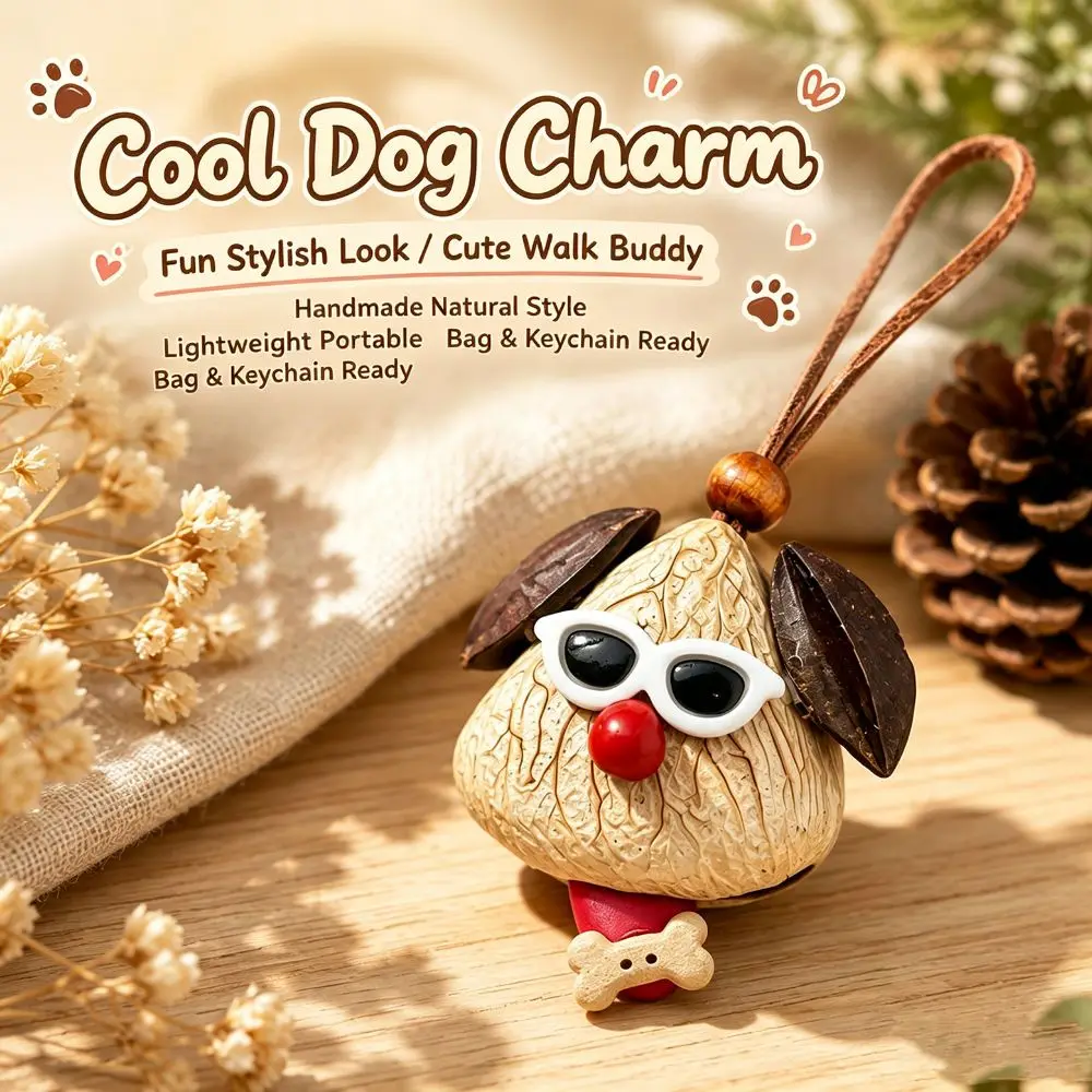 Adjustable Retractable Tongue Fruit Shell Puppy Pendant Leather Rope Handmade Puppy Sticking Out Tongue Pendant Fruit Shell