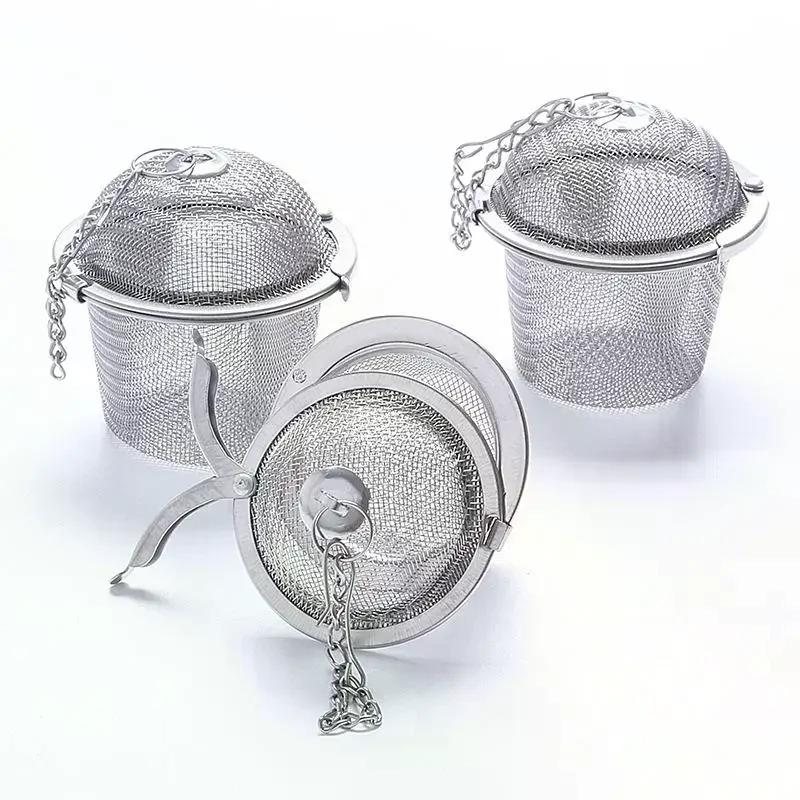 Tea Spice Strainer Seasoning Ball Mesh Herbal Ball Stainless Steel Teakettle Locking Tea Filter