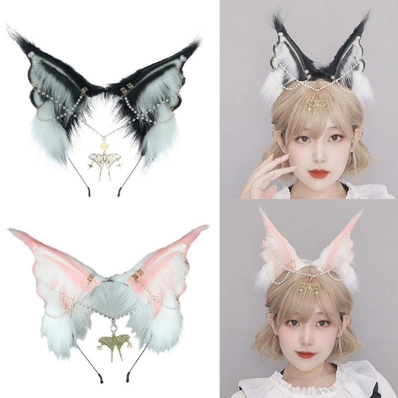 

Furry Wolf Beast Animal Ear Headband Women Anime Cosplay Plush Hair Hoop Halloween Masquerade Party Costume Hairband Photo Props