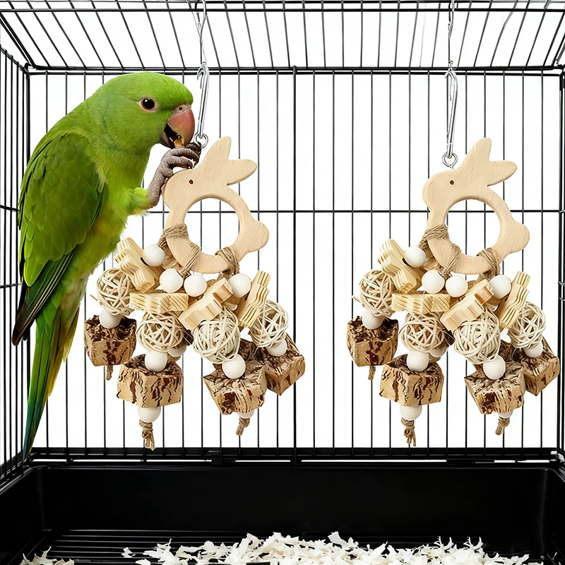 Neue Vogel Papagei Kauen Spielzeug Holz Blöcke Käfig Spaß Spielzeug für Klettern Beißen Holz Knoten Kauen Spielzeug Käfig Liefert Vogel Zubehör