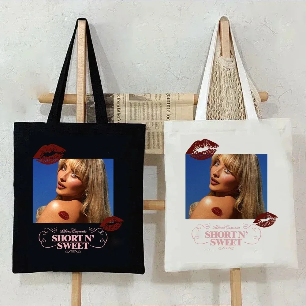 سابرينا نجار قماش حمل حقيبة المرأة Harajuku جماليات طباعة حقيبة كتف سابرينا جولة حمل حقيبة عادية موضة حمل حقيبة #4