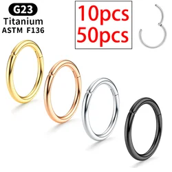 10/50pcs G23 Titanium Piercing Jewelry Nose Rings Hoops Lip Ring 16/18/20G Cartilage Helix Hinged Segment Ear Tragus Earrings