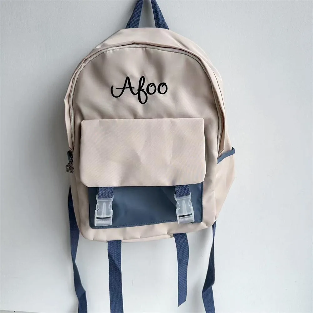 Mochila de gran capacidad con nombre bordado, bolso escolar personalizado para estudiantes de secundaria, bolsos de hombro de viaje para niños y