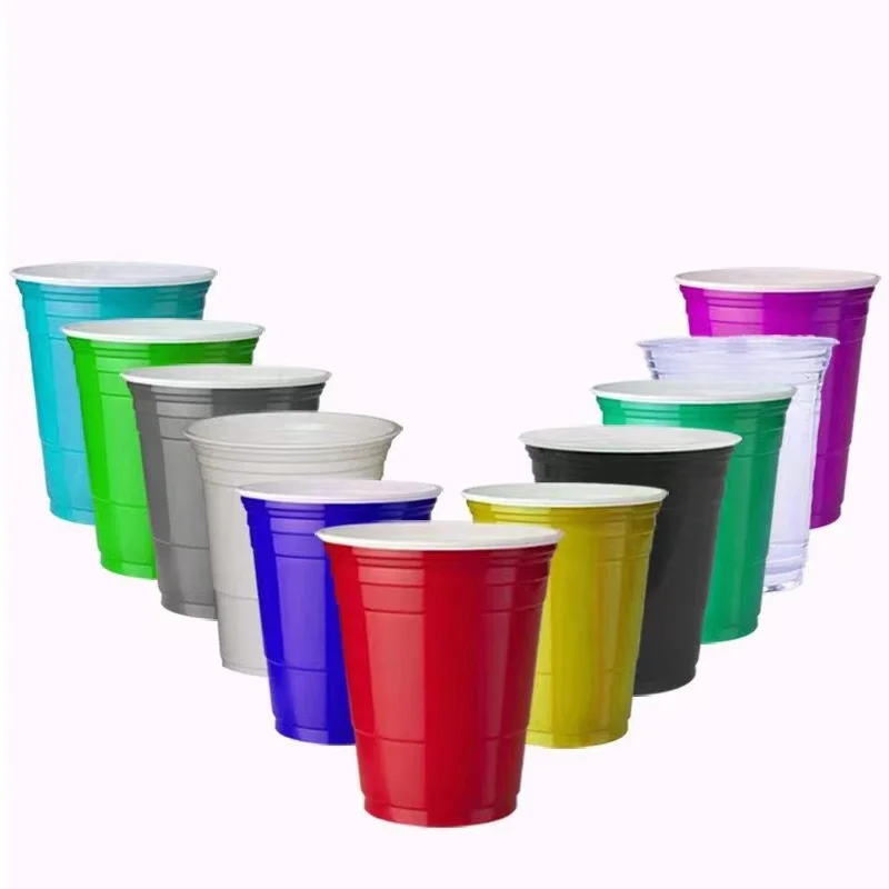 10pcs 500-55Ml Disposable Plastic Cups Party Beerpong Game Drinking Cup Picnic Outdoor Barbecue Bar Restaurant Tableware