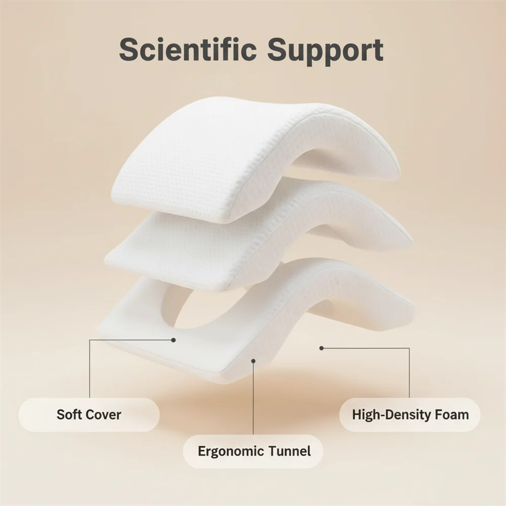 3-in-1 Memory Foam Pillow: Cuddle Arm Pillow for Couples & Travel Neck Support Pillow, Ergonomic U-Shaped Slow Rebound Design