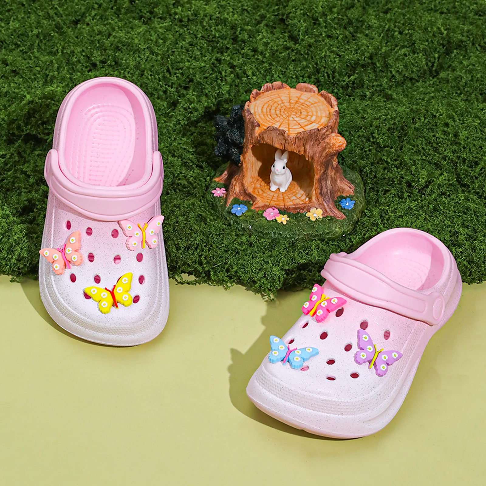 Kids Slip-On Clogs and Mules - Breathable, Waterproof, EVA Garden Shoes with Decorative Chain for Beach and Everyday Wear 168
