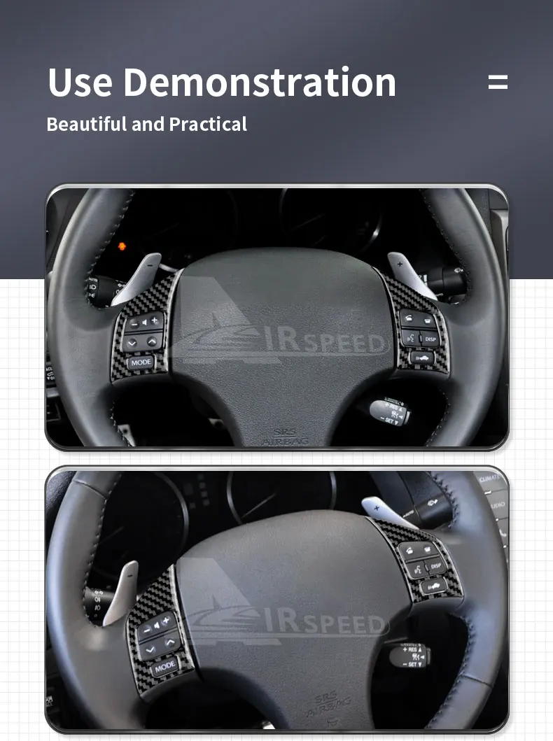 Real Soft Carbon Fiber Aufkleber Für Lexus IS250 300 350C 2006 2007 2008 2009 2010 2011 2012 Lenkrad Taste Schalter trim Auto – Detail 3