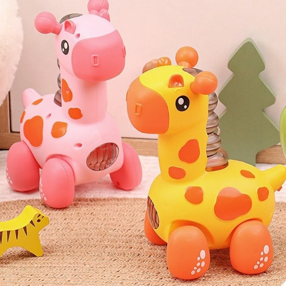 

Cute Sound and Light Giraffe Toys with Leash Electric Electric Doll Plastic Cartoon Animals Toys Crawling Stage