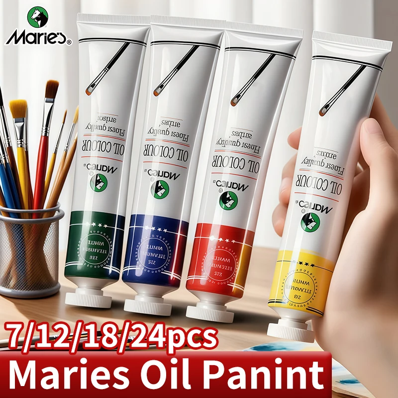7/12/18/24 Uds Marie's 50ml/1,7 oz juego de pintura al óleo tubos-Kit de suministros de pintura al óleo, alto pigmento y mezcla suave, textura de retención