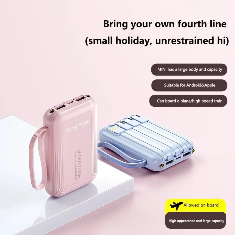 Lenovo Mini 500000mah Powerbank Super Fast Charging Led Digital Display 4 In 1 Built In Cables PowerBank For Iphone Samsung 2026 view 4