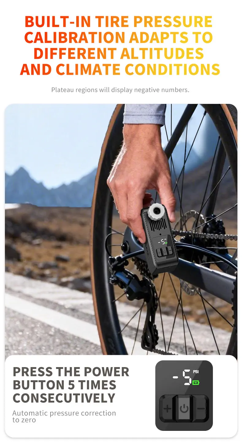 TOWILD A15 Intelligente Fahrrad-Luftpumpe 150PSI Hochdruck Mini Tragbare Elektrische Pumpe für AV/FV Reifenfüller Fahrradzubehör – Detail 11