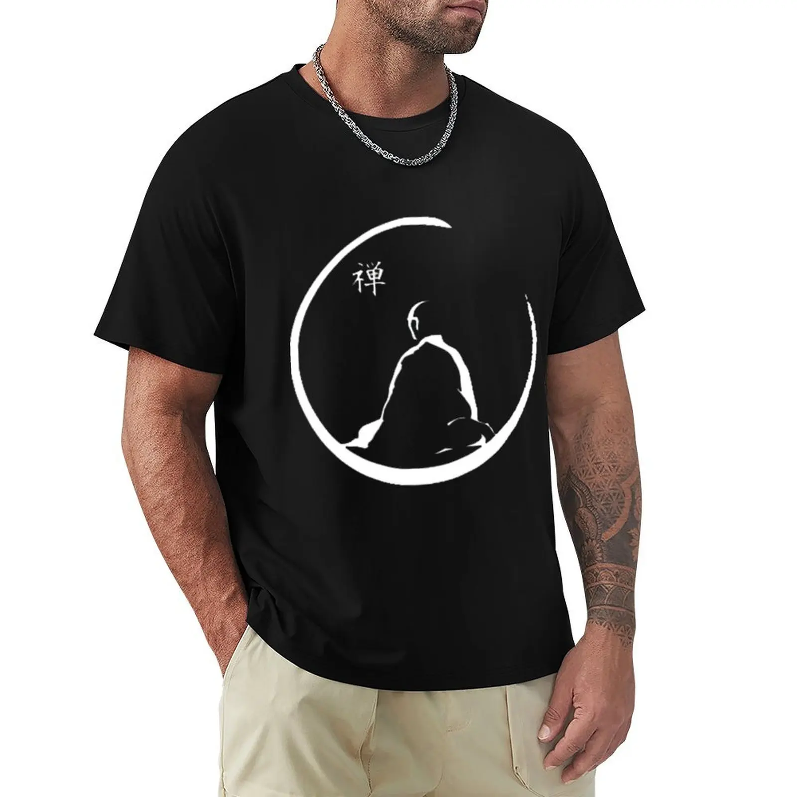 Camiseta Thich Nhat Hanh Sketch básica de cor sólida com manga curta e top de algodão