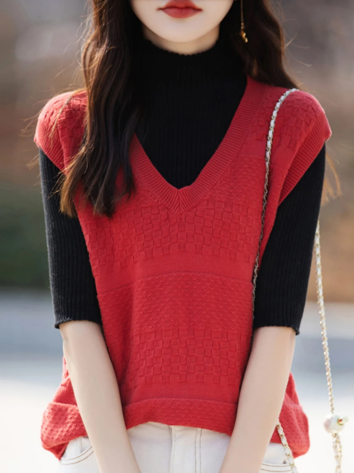 Frühling Sommer Neue Sle Lose frauen Gestrickte Weste Reine Baumwolle Tead V-Ne Svel Oberbekleidung oulder Pad Top Layered weste