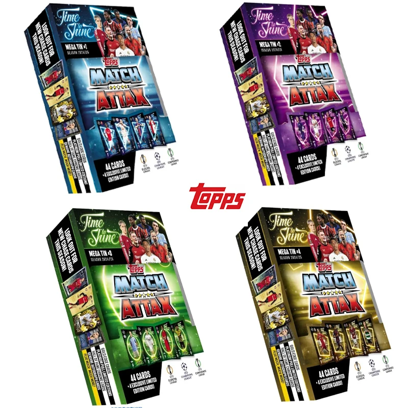 Topps Match Attax 24/25 Mega Tin Aleatorio - 44 Tarjetas más 4 Ediciones Limitadas Exclusivas Colección de Tarjetas de Fútbol Coleccionables